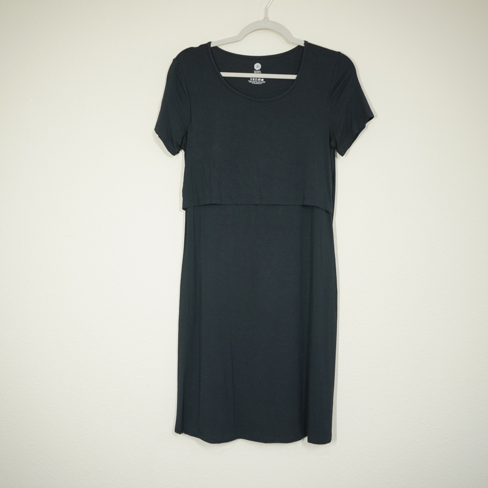 Kindred Bravely Size Small Black Bamboo Nursing Maternity Dress Short Sleeve